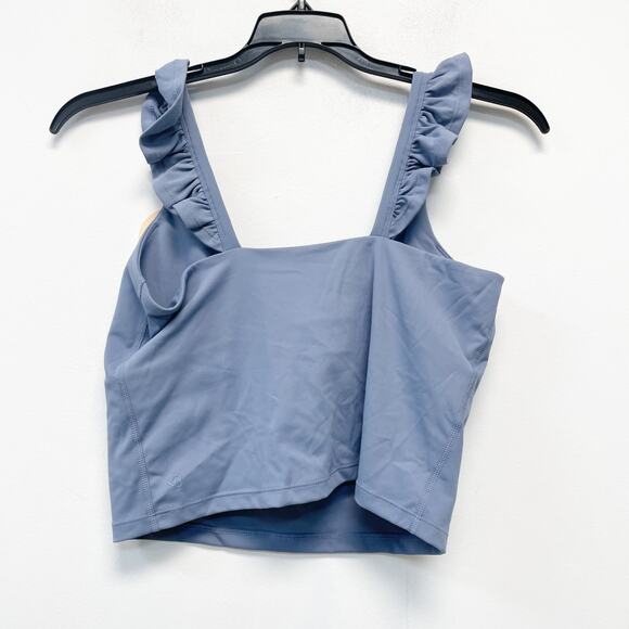 Blogilates Women's Troposphere Romantic Ruffle Active Tank Top Blue Size Large - Picture 3 of 5
